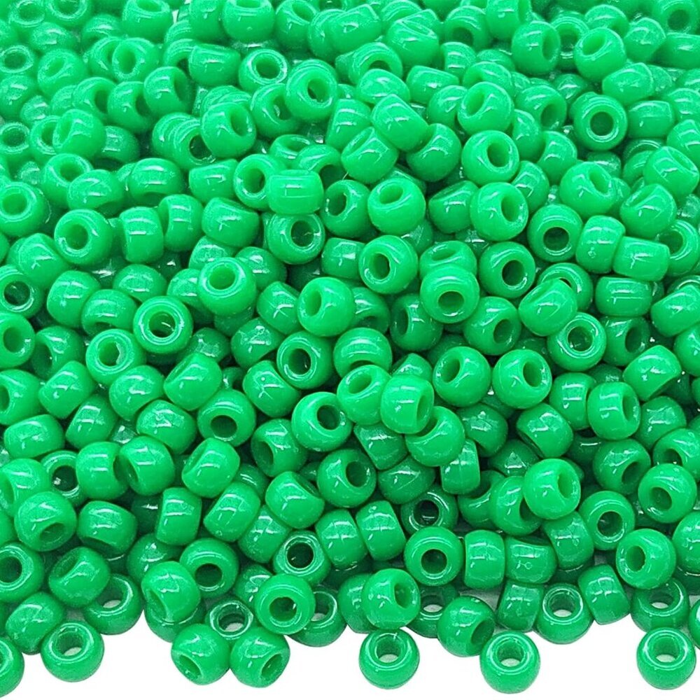 1000Pcs Pony Beads Bracelet 9mm Green Plastic Barrel Pony Beads for Necklace,Hai